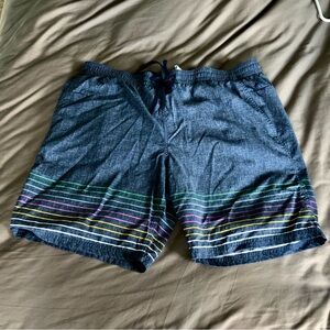 Lands' End Navy Blue Swim Trunks with Elastic Waistband